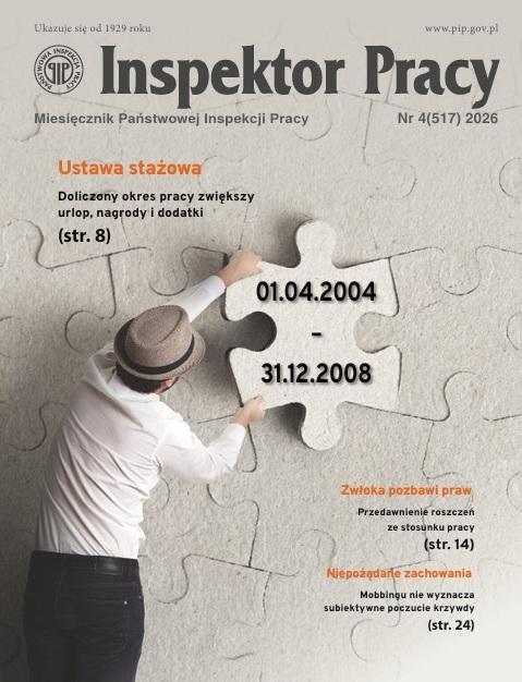 Człowiek uzupełniający ścianę z puzzli o puzzel ze stażem pracy